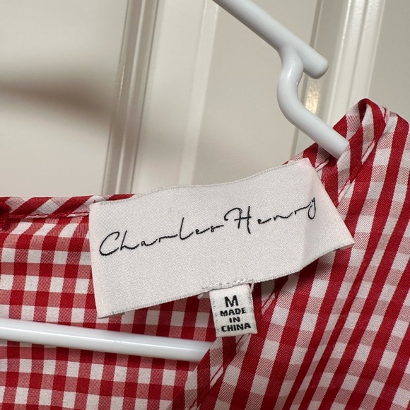 Charles Henry Ruffle Wrap Dress Herringbone Red size medium - Picture 4 of 7